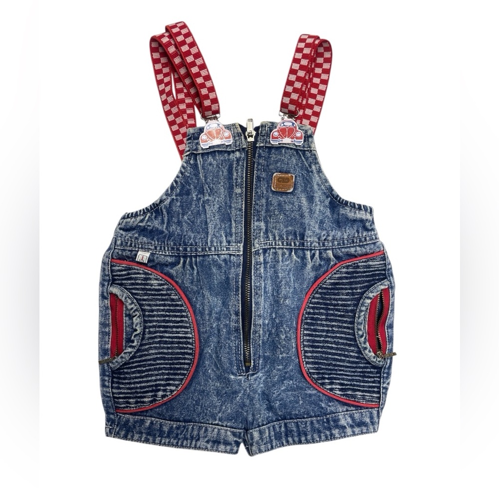 Vintage Great‎ Flamingo Kids Cotton denim Bubble Romper Overalls Kids Size:1